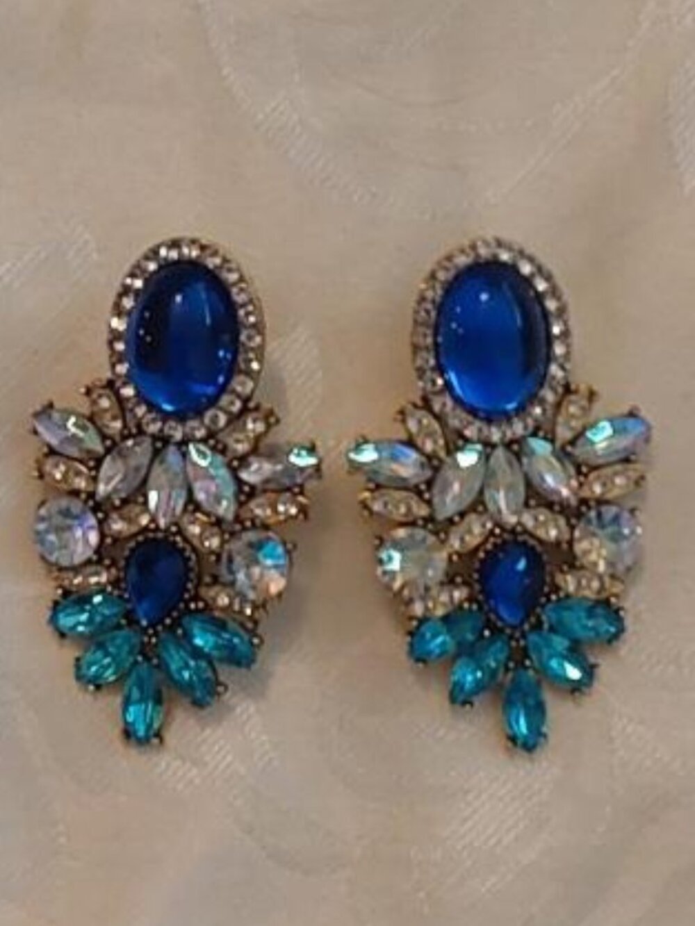 Blue Crystal Chandelier Earrings